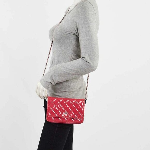 Chanel Pink Quilted Patent Leather Classic WOC Clutch Bag - Picture 2 of 12